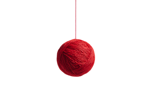 Red sphere hanging on a black background