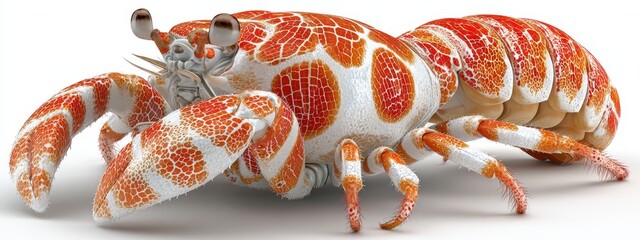 Close Up of an Orange and White Crustacean