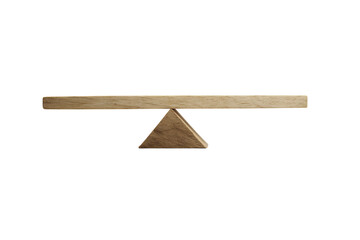 Simple wooden seesaw isolated on black background.