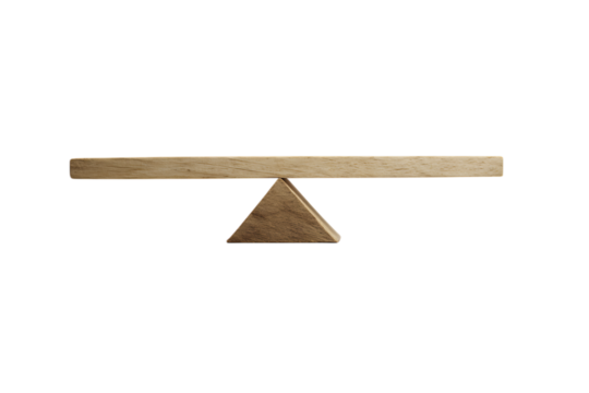 Simple wooden seesaw isolated on black background. - Powered by Adobe