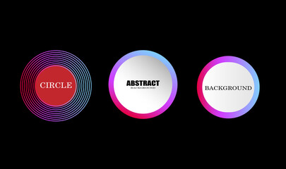 Abstract black background with multicolor gradient circles. Digital future technology concept. For live music. Modern. Vector illustration