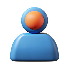 3d abstract user icon blue and orange minimalist avatar isolated on transparent background