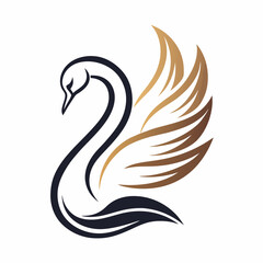 Dark blue and gold gradient swan logo vector illustration bird graphic