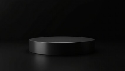 Black Cylindrical Display Platform Dark Background