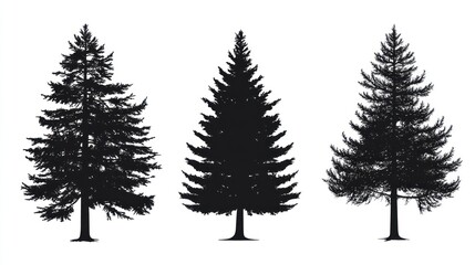 Fototapeta premium Three silhouette pine trees