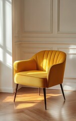 yellow leather armchair