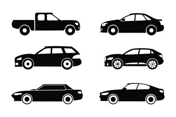 Automobile Silhouettes: A collection of diverse automotive silhouettes presents a sleek and modern design, capturing the essence of mobility and automotive technology.
