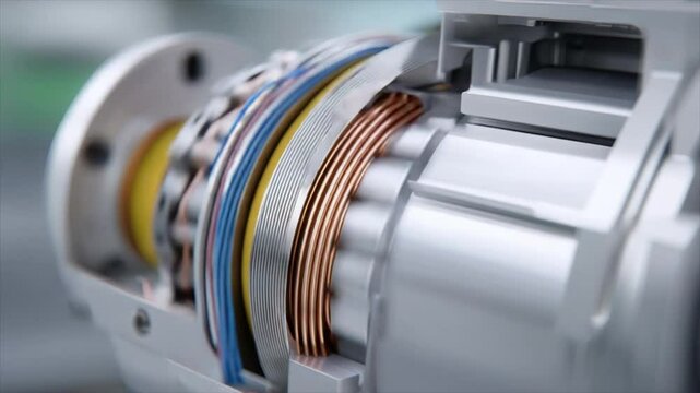 The internal structure of the electric motor is displayed in detail