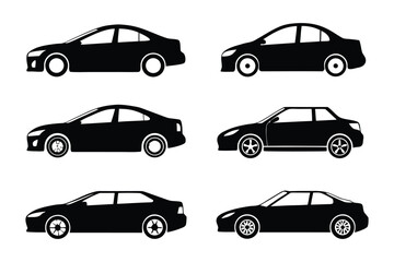 Silhouette of Car Collection: A striking collection of sleek car silhouettes showcases the evolution of automotive design, from classic elegance to modern innovation.