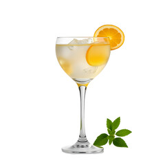 Fresh Sparkling Wine Cocktail in a Tall Glass with Orange Slice isolated on transparent background