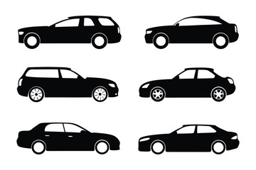 Silhouette of Automotive Excellence: A captivating monochrome composition showcases a fleet of sleek, stylized automobile silhouettes, exuding sophistication and hinting at the open road.