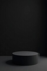 Dark Grey Cylindrical Platform Dark Background Studio Setting