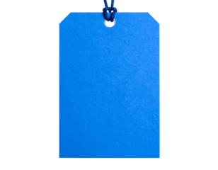 Blue kraft paper tag Isolated on Transparent or White Background