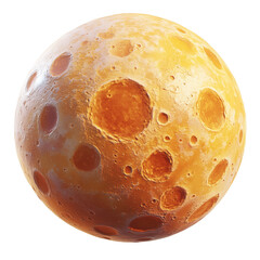3D Moon Shape on Blank Background, PNG Format