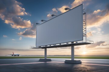 Obraz premium Blank outdoor advertising billboard sign on the road under the sky