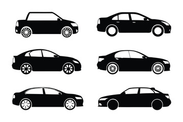 Silhouette Car Collection: A collection of diverse silhouette cars, showcasing the sleek lines and profiles of various automobile models, perfect for design projects.