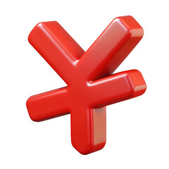 Fototapeta premium 3d render of red yen symbol isolated on transparent background