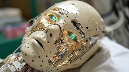 Illuminated Circuitry of a Humanoid Robot Head