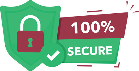 100% Secure Checkout Icon – Black Vector Padlock Symbol for Safe Shopping, Payment Security