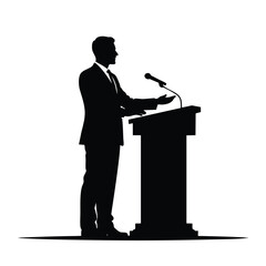 Silhouette of A politician making a speech at the pulpit