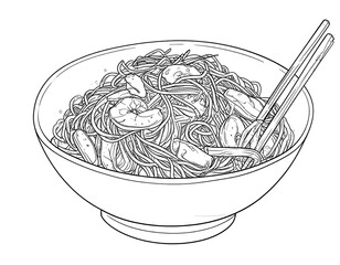 Chow Mein noodles Isolated on Transparent or White Background