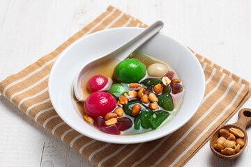 Wedang ronde. Traditional drink made from ginger, sticky rice balls, and peanuts. 