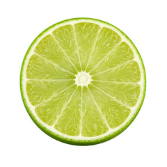Fresh lime cut in half displaying its juicy interior and vibrant green color, perfect for food, drink, or citrus visuals. Isolated on white or transparent background. PNG format.