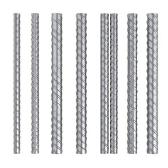 Reinforcement steel bar Steel building armature 3d illustration Isolated on Transparent or White Background