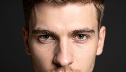 Fototapeta premium Close-up of a elegant male face against a dark background. 