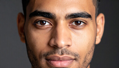 Fototapeta premium Close-up of a elegant male face against a dark background. 