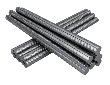 Reinforcement steel bar Steel building armature 3d illustration Isolated on Transparent or White Background