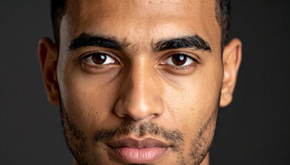 Fototapeta premium Close-up of a elegant male face against a dark background. 