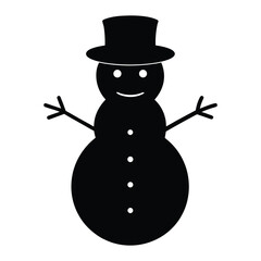snowman with hat silhouette on white background.