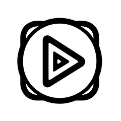 Minimalistic black and white play button icon in geometric design  