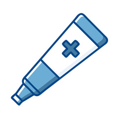 Medical ointment tube with cap in flat design style  