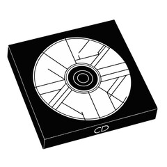 Minimalistic black and white line art illustration of a CD case  