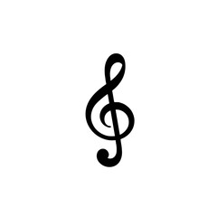 Minimalistic black treble clef illustration on white background  