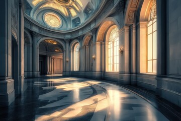 Obraz premium Beautifully illuminated interior of San Francisco City Hall showcasing elegant architecture during golden hour, City Hall, San Francisco