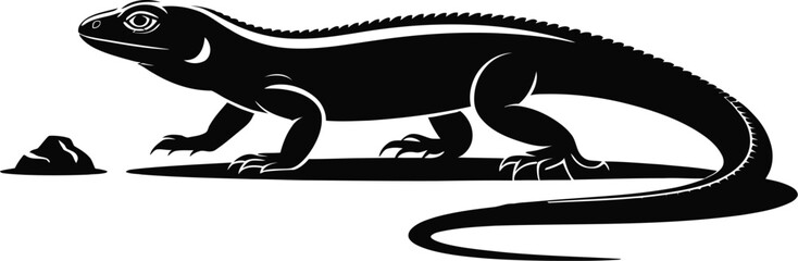 Black lizard with spiky back and sharp claws reptile