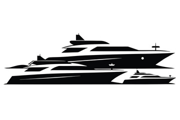 Luxury Yacht Silhouette Elegant Vessels on Calm Waters