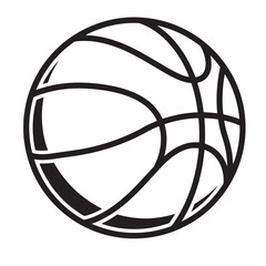 Naklejka premium Clean minimalist black and white line art illustration of a basketball on white background