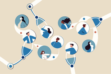 Advertising target group, marketing focus group, target audience, customer or client management, CRM or HR manage staff or employee concept, automation robotic arm AI managing people for target group.