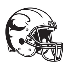 Fototapeta premium Detailed black and white illustration of an american football helmet with bold outline and design