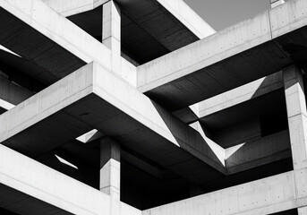 Abstract Architectural Concrete Structure, Black and White
