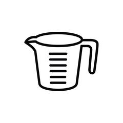 Measuring Cup Icon with Measurement Lines in Black and White