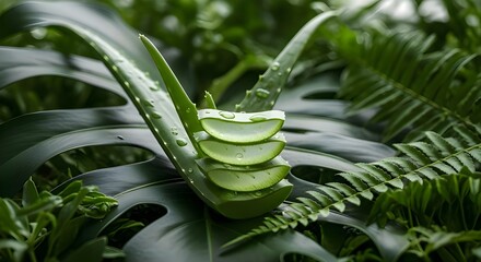 Fresh Aloe Vera Plant with Slices for Natural Skincare
Close-up of Aloe Vera: Healing Plant for Health and Beauty
Green Aloe Vera Leaves and Cut Sections for Medicinal Use