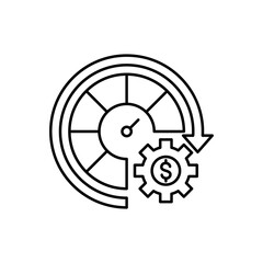 Obraz premium The icon depicts an indicator with a gear and a dollar inside it.
