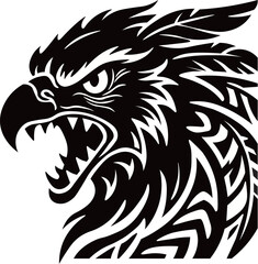Fierce Eagle Head Silhouette Vector