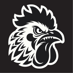 Angry Chicken Head Silhouette for Logo Design