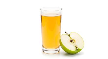 Fresh Green Apple Juice in a Glass with a Halved Apple
Refreshing and Healthy Apple Beverage, Perfectly Poured
Vibrant Apple Juice with Crisp Green Apple Half on White